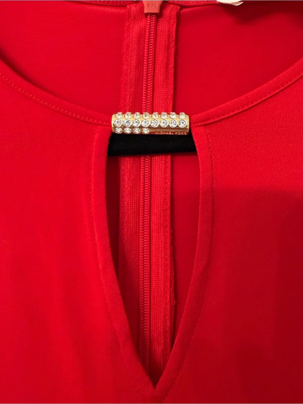 Michael Kors Red Long-Sleeve Keyhole Shift Dress
